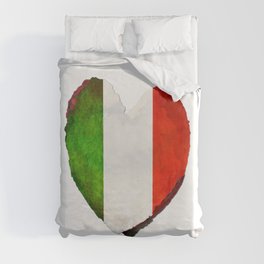 I Love Italy - Italian Flag Heart Art Green Red and White Duvet Cover