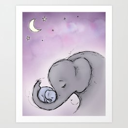 Goodnight Elephants Art Print