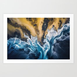 River Landscape in Iceland from above Art Print