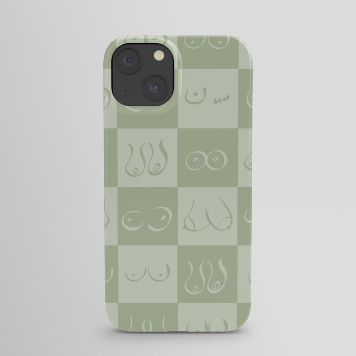 Sage Green Checker Boobs iPhone Case