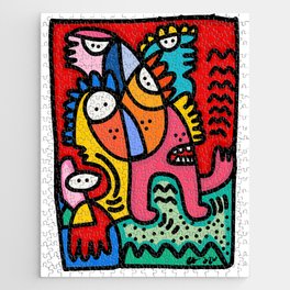 Colorful and Funny Graffiti Creature with a Red Sky By Emmanuel Signorino Jigsaw Puzzle