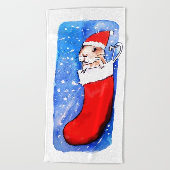 Christmas Guinea Pig Beach Towel