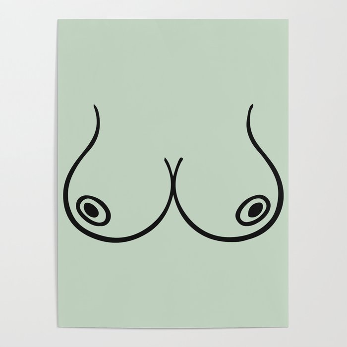 Boobs tits nude line art funny woman abstract breast drawing trendy poster  wall art home decor 3/10 Poster by Creative Modern Art