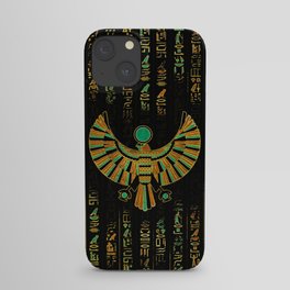 Egyptian Horus Falcon gold and color crystal iPhone Case