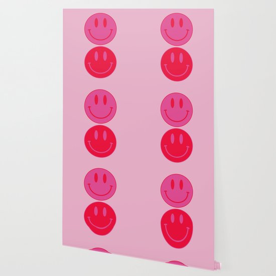 Large Bright Pink and Red Vsco Smiley Face - Preppy Aesthetic Wallpaper by  Aesthetics by Shan Boujee | Society6