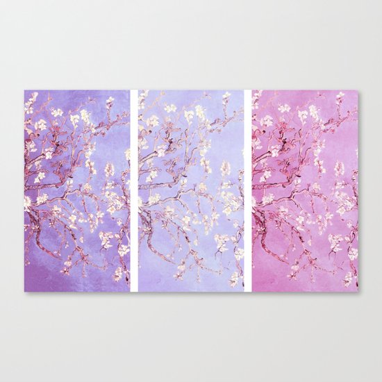 Vincent Van Gogh : Almond Blossoms Lavender Panel Art Canvas Print