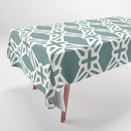 Hazy Blue and White Geometric Shape Tile Pattern Pairs DE 2022 Popular Color Aspen Hush DE5746 Tablecloth