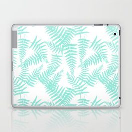 Mint Blue Silhouette Fern Leaves Pattern Laptop Skin