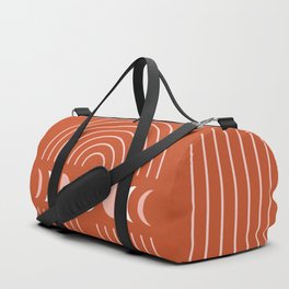 Geometric Lines and Shapes 5 in Rust Rose Gold (Rainbow and Moon Phases Abstract) Duffle Bag