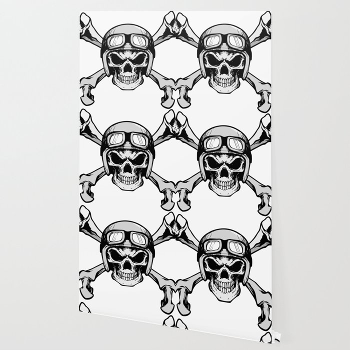 Biker Skull And Cross Bones Wallpaper By Dylanjaimz Society6