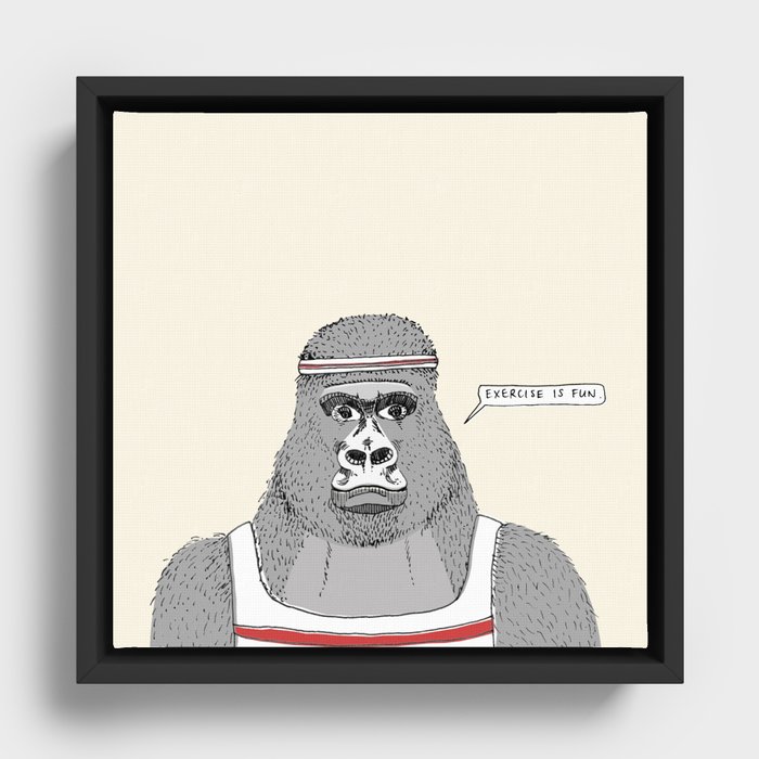 Gorillas love exercise Framed Canvas
