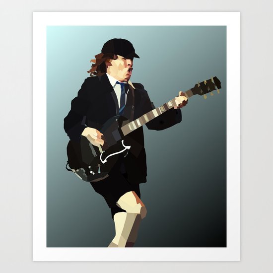 Low Polygon Portrait of Angus Young Art Print