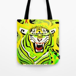 yellow light tiger ecopop in zodiac bengal wallpaper art  Tote Bag