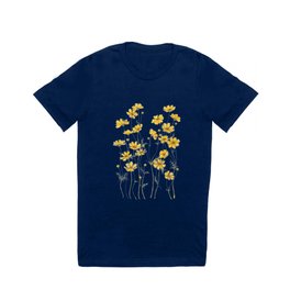 Yellow Cosmos Flowers T Shirt | Watercolor, Flowers, Ink Pen, Illustration, Flower, Pen, Flower Petals, Garden, Pattern, Acrylic 