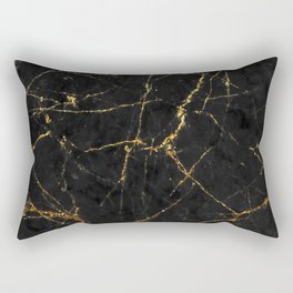 Gold Glitter and Black marble Rectangular Pillow