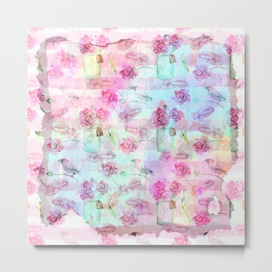Summer pattern - Floral Flowers in pink on #Society6 Metal Print