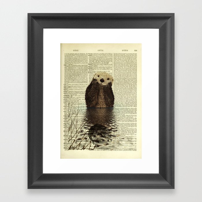 Otter in Love Framed Art Print