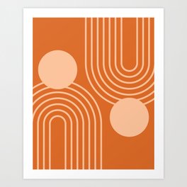 Mid Century Modern Geometric 194 in Orange Shades Art Print