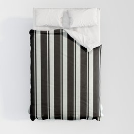 [ Thumbnail: Black & Mint Cream Colored Lines/Stripes Pattern Comforter ]