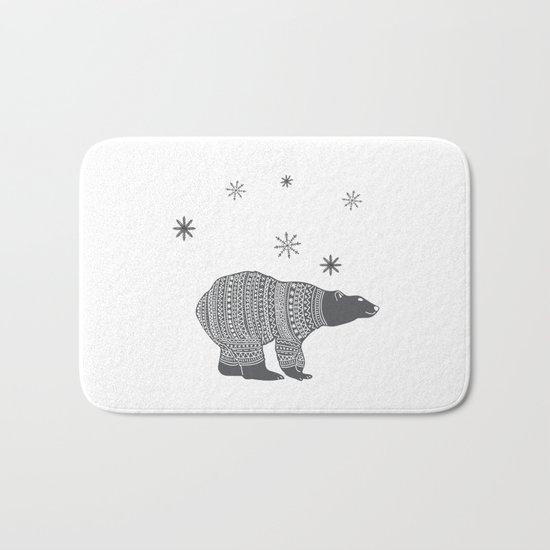 Polar bear - Animal watercolor illustration Bath Mat