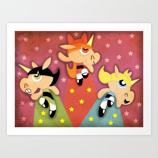Powerpuff Unicorn Art Print