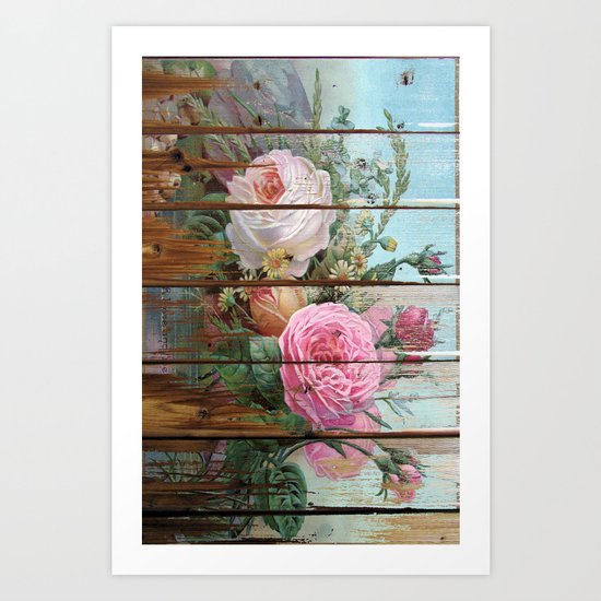 recycled art- rose wood Art Print