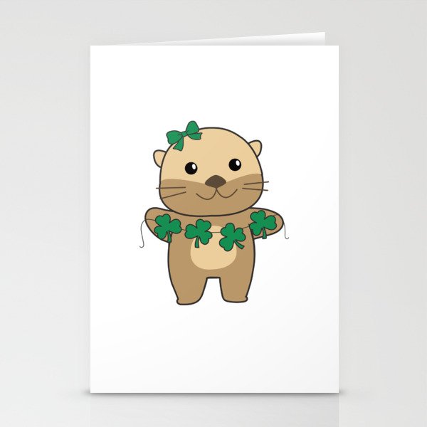 Otter With Shamrocks Cute Animals For Luck Stationery Cards