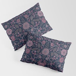 Boho Floral in Navy Blue & Rose Pink Pillow Sham