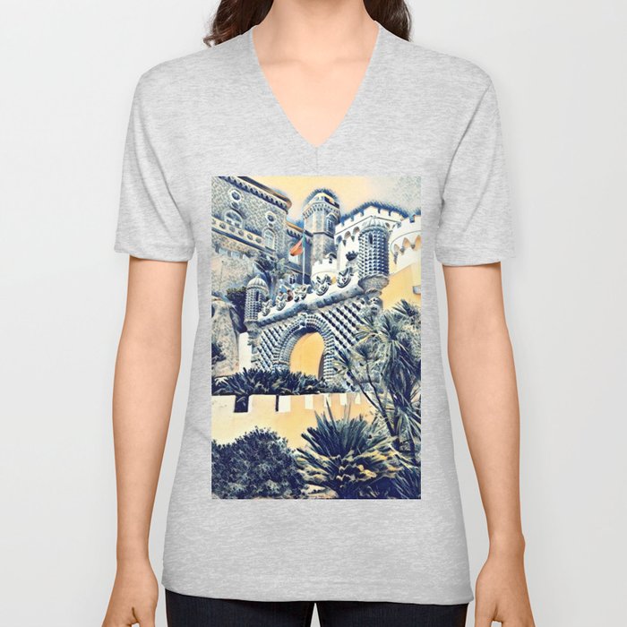 Exotic Palace of Pena garden in japanese style V Neck T Shirt