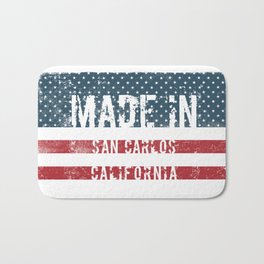 Made in San Carlos, California Bath Mat | Souvenir, Flag, United, America, Graphicdesign, California, Madein, Weathered, Patriotic, Town 
