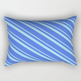 [ Thumbnail: Turquoise & Royal Blue Colored Lined Pattern Rectangular Pillow ]