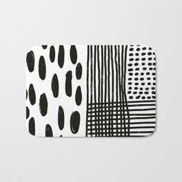 Play minimalist abstract dots dashes and lines painterly mark making art print Bath Mat