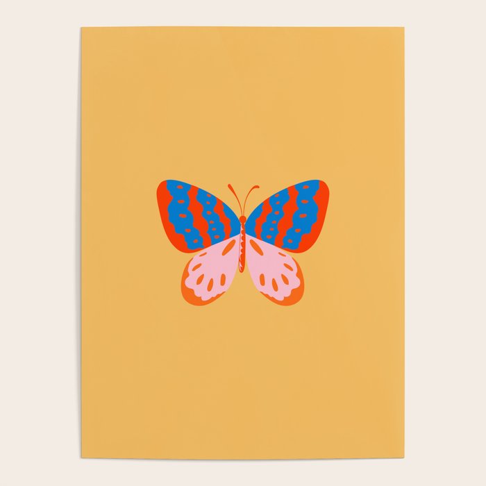 Yellow Butterfly Pop Art Poster by MARY AND FAP | Society6