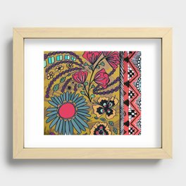 Yellow Floral Southwest Pattern  Recessed Framed Print