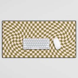 Check VI - Green Twist — Checkerboard Print Desk Mat