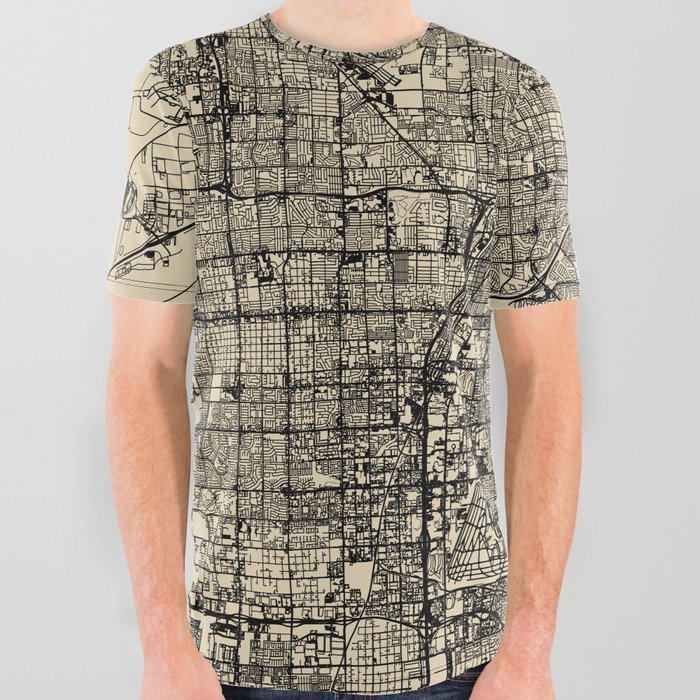 Sunrise Manor City Map - USA Vintage Map All Over Graphic Tee