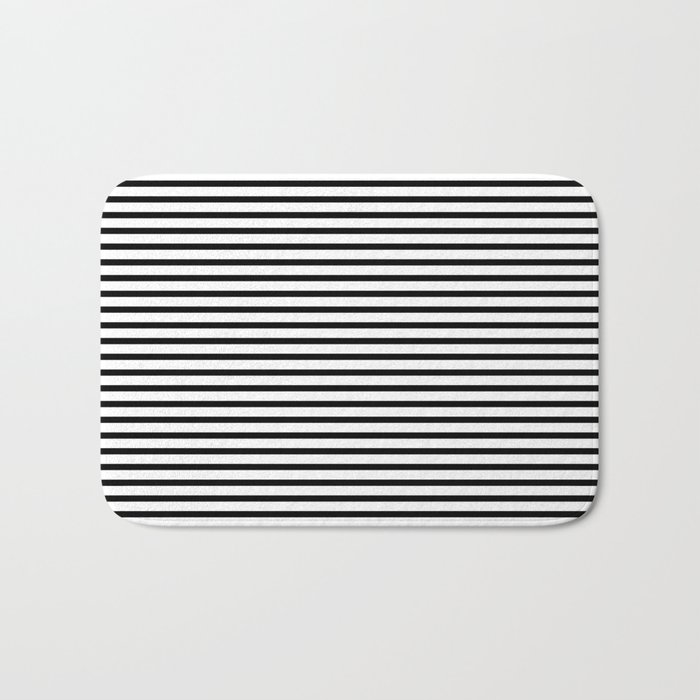 Black And White Breton Nautical Stripes Lines Minimalist Stripe Line Bath Mat