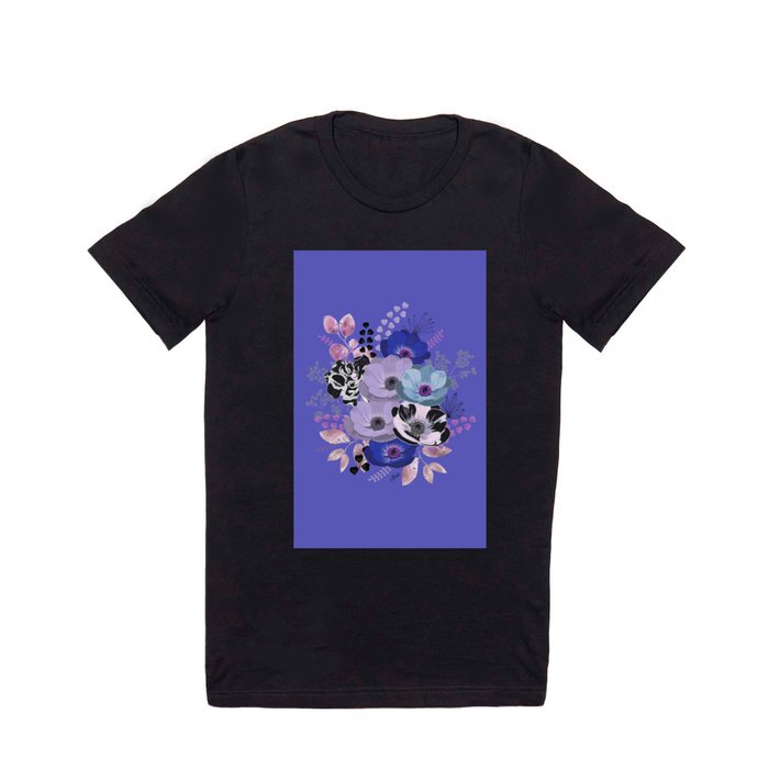 Anemones & Gardenia Blue bouquet T Shirt