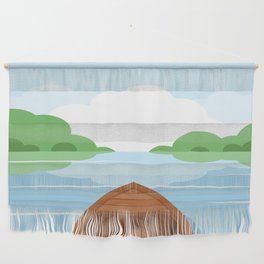 Minimalistic Landscape With Boat Graphic Wall Hanging