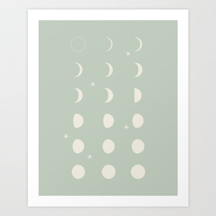 Moon Phases And Stars Art Print