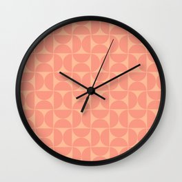 Mid-Century Modern Pattern No.49 Mini - Peach Fuzz and Peach Pink Wall Clock