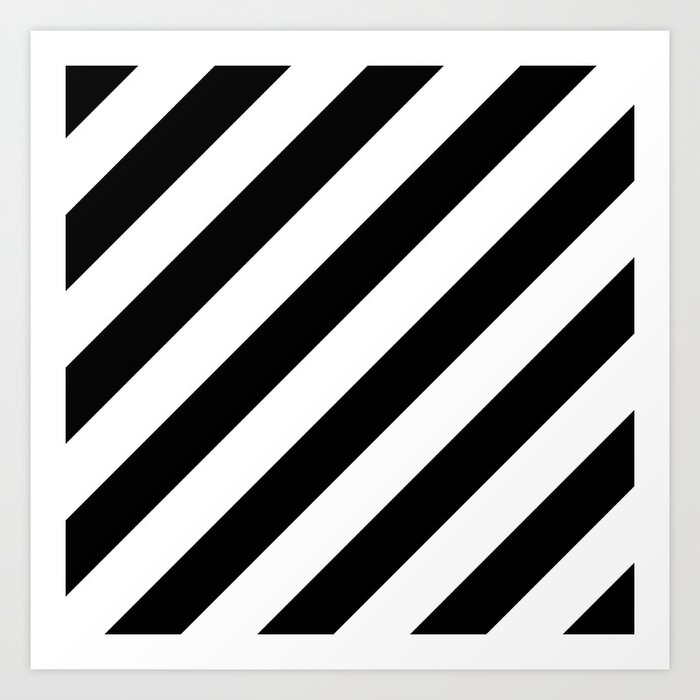 Diagonal Stripes Black & White Art Print