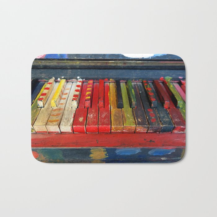 Arts and crafts colorful painted piano keys musical color photograph / photography for home and wall decor Bath Mat
