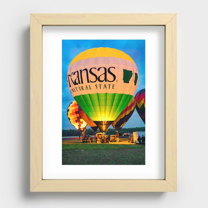Arkansas The Natural State Hot Air Balloon Glow Recessed Framed Print