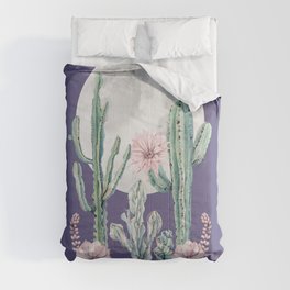 Desert Cactus Full Moon Succulent Garden on Purple Comforter