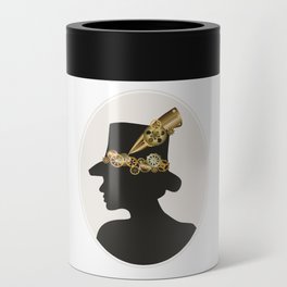 Silhouette of a girl in steampunk style Can Cooler