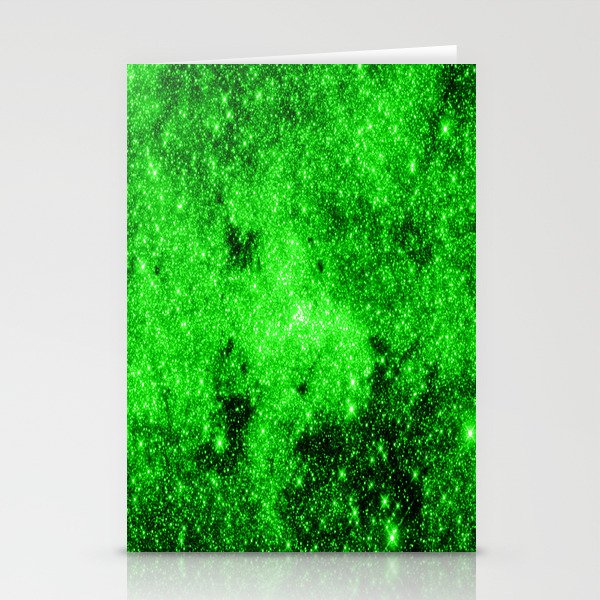 galaxy Stars 3 Bright Green Stationery Cards
