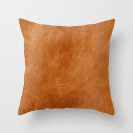 Rustic ginger smooth natural brown leather, vintage nature texture Throw Pillow