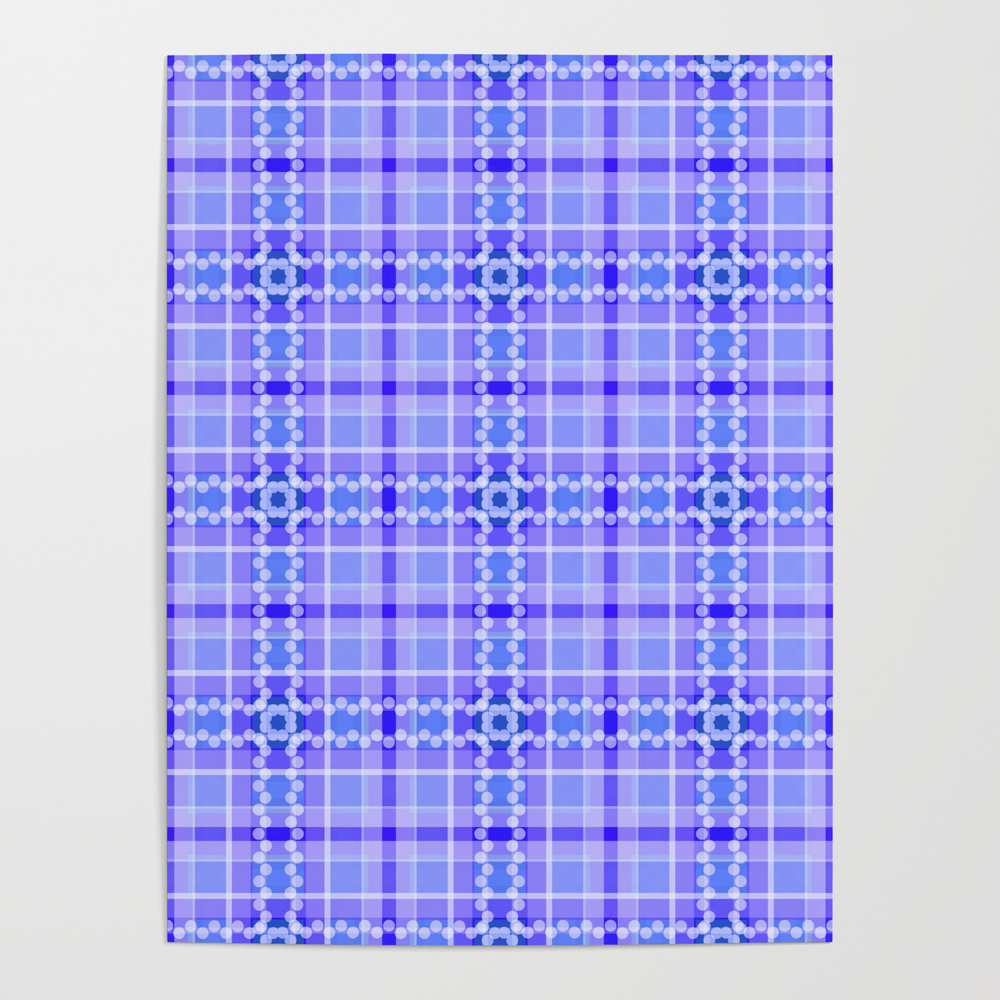 Mixed Blues And Lilac Plaid Poster by ruthpalmerfineart