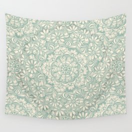 Sage Medallion with Butterflies & Daisy Chains Wall Tapestry